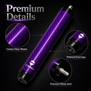 Transk Carbon Fiber Pool Cue Extension – 10.5cm Screw-On Cue Butt Extension