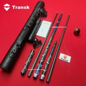 Transk Collector Blue Edition Play Cue + Jump Cue with Cue with case set-10.5/11.8/12.5mm Tip Snake‑Pattern sheepskin‑ Leather Wrap