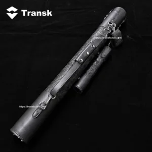 Transk Black Embossed Pool Cue Case with Extension & Chalk Holder