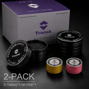 Transk 10-Layer Imported Top-Grain Pigskin Billiard Cue Tips – Soft & Medium 2-Pack