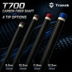 Transk T700 Low-Deflection Carbon Fiber Pool Cue Shaft – 4 Tip Size Options